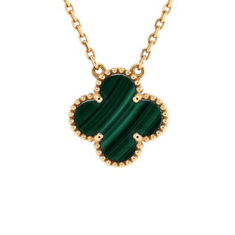Van Cleef & Arpels Vintage Alhambra Pendant Necklace 18K Yellow Gold and Malachite