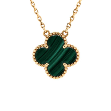 Van Cleef & Arpels Vintage Alhambra Pendant Necklace 18K Yellow Gold and Malachite