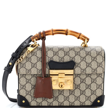 Gucci Padlock Bamboo Shoulder Bag GG Coated Canvas Small
