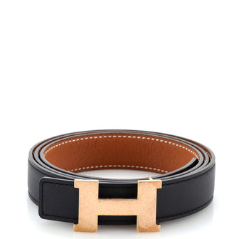 Hermes Constance Martelee H Reversible Belt Leather with Hammered Hardware Thin