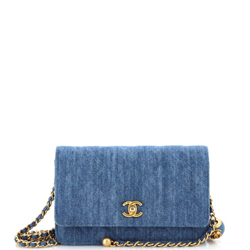 Chanel Pearl Crush Wallet on Chain Quilted Denim