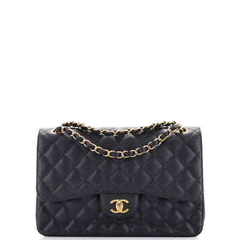 Chanel Classic Double Flap Bag Quilted Caviar Jumbo
