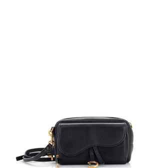 Christian Dior Saddle Double Crossbody Pouch Leather