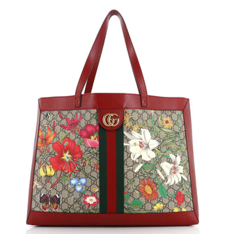 Gucci Ophidia Soft Open Tote Flora GG Coated Canvas East West