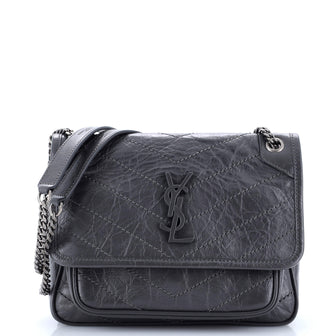 Saint Laurent Niki Chain Flap Bag Matelasse Chevron Leather Baby
