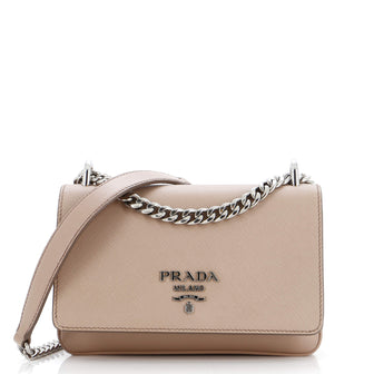 Prada Chain Flap Crossbody Bag Saffiano and Soft Calf Small