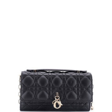 Christian Dior My Dior Top Handle Flap Bag Cannage Quilt Lambskin Mini