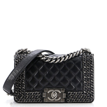Chanel Chained Boy Flap Bag Quilted Glazed Calfskin Small