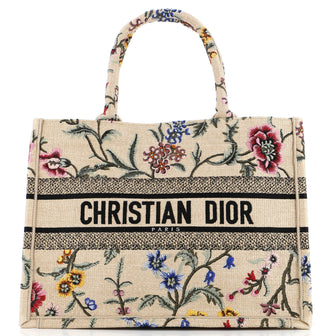 Christian Dior Book Tote Embroidered Canvas Medium