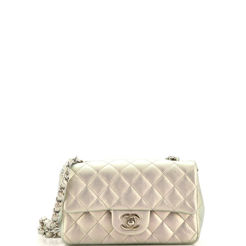 Classic Single Flap Bag Quilted Iridescent Lambskin ...