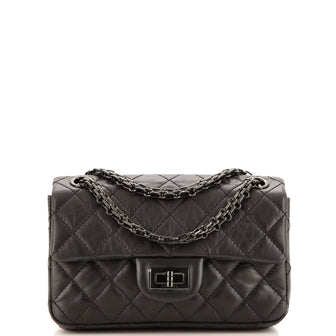 Chanel So Black Reissue 2.55 Flap Bag Quilted Aged Calfskin Mini