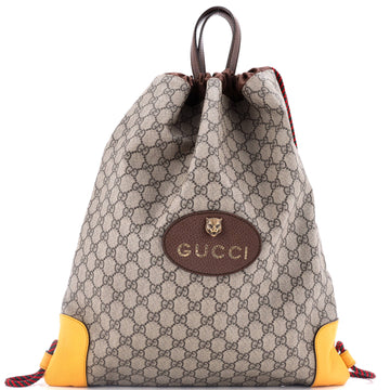 Gucci Neo Vintage Drawstring Backpack GG Coated Canvas Large