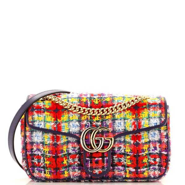 Gucci GG Marmont Flap Bag Tweed Small Multicolor 2855211