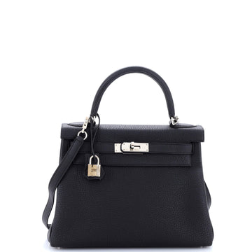 Hermes Kelly Handbag Black Togo with Palladium Hardware 28