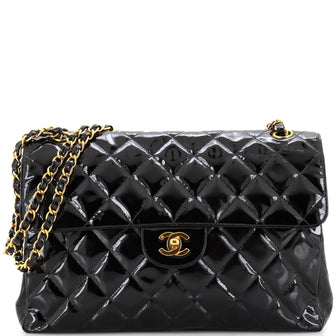 Chanel Vintage Double Sided Flap Bag Quilted Patent Jumbo