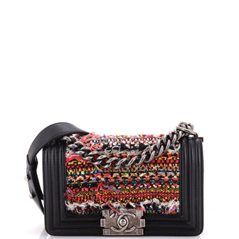 Chanel Boy Flap Bag Quilted Tweed Small