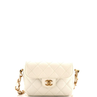 CHANEL ホワイト ミニバッグ New 25P CHANEL White Caviar Mini Rectangular Chain Top Handle Flap