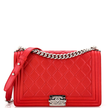 Chanel Boy Flap Bag Quilted Perforated Lambskin New Medium