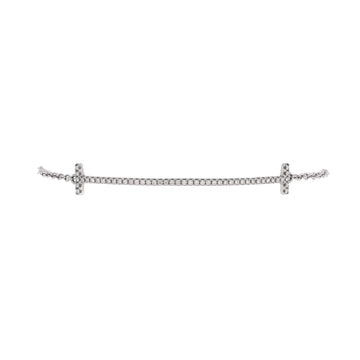 Tiffany & Co. T Smile Chain Bracelet 18K White Gold with Diamonds Medium