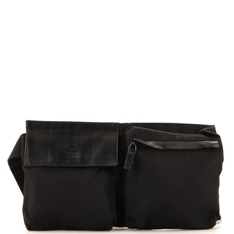 Gucci Vintage Double Belt Bag Canvas Medium