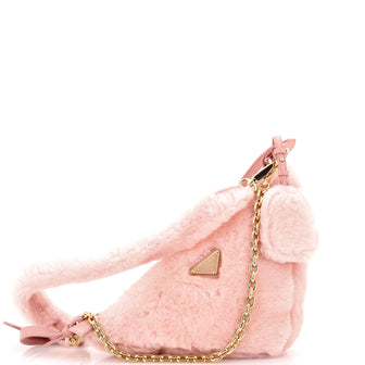 Prada Triangle Shoulder Bag Shearling Mini
