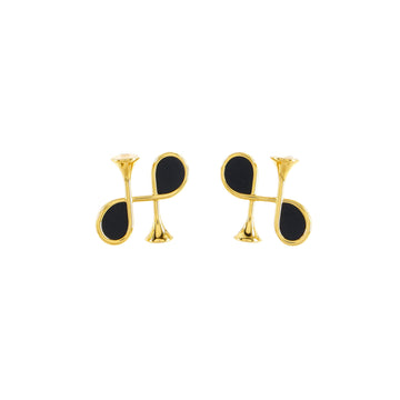Hermes Cor H Earrings Metal with Leather