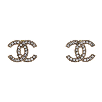 Chanel CC Stud Earrings Metal with Crystals