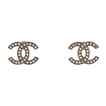 Chanel CC Stud Earrings Metal with Crystals