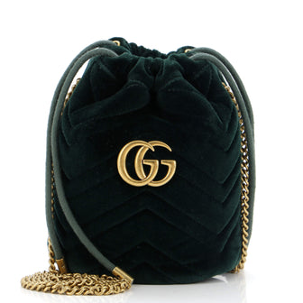 Gucci GG Marmont Bucket Bag Matelasse Velvet Mini