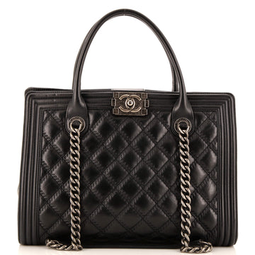 Chanel Double Stitch Boy Chain Tote Quilted Calfskin Large