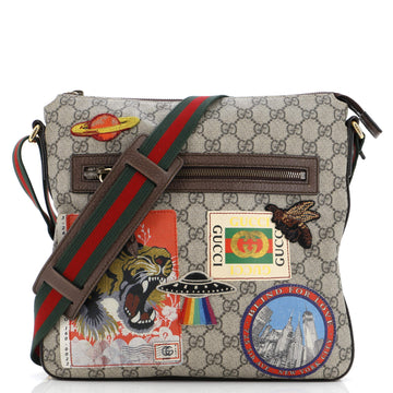 Gucci Courrier Zip Messenger GG Coated Canvas with Applique Medium