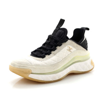 Chanel Women's CC Cap Toe Logo Sneakers Suede and Mixed Fibers