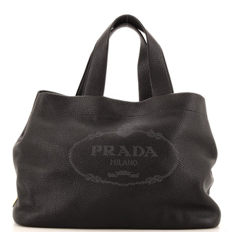 Prada Logo Tote Perforated Leather Medium