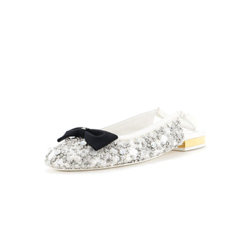 Chanel Women's Bow Slingback Flats Embellished Leather