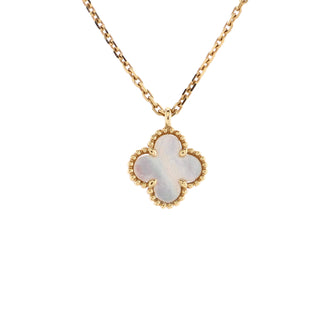 Van Cleef & Arpels Sweet Alhambra Pendant Necklace 18K Yellow Gold and Mother of Pearl