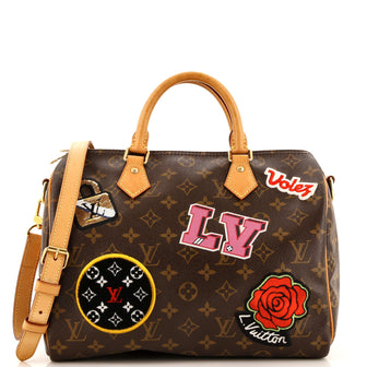 Louis Vuitton Speedy Bandouliere Bag Limited Edition Patches Monogram Canvas 30