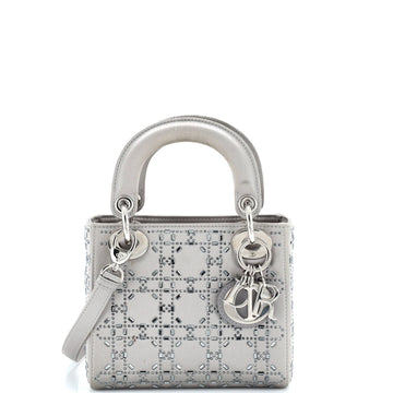 Christian Dior Lady Dior Bag Crystal Embellished Cannage Quilt Satin Mini