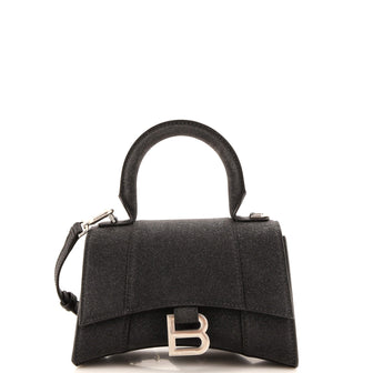 Balenciaga Hourglass Top Handle Bag Glitter Leather XS