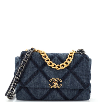 Chanel 19 Flap Bag Quilted Denim Large