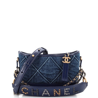Chanel Gabrielle Hobo with Logo Handle Quilted Denim Small