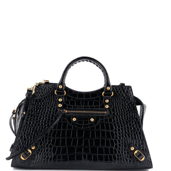 Balenciaga Neo Classic City Bag Crocodile Embossed Leather Medium