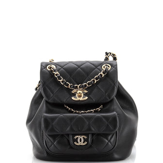 Chanel Duma Drawstring Backpack Quilted Leather Small