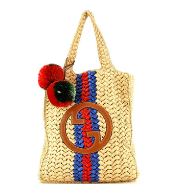 Gucci Blondie NM Open Tote Raffia Small