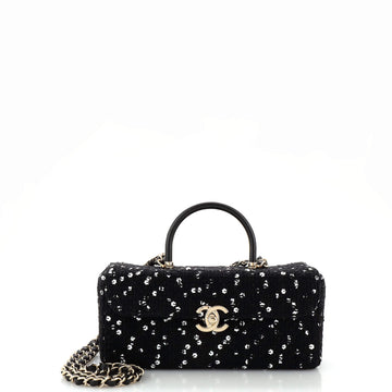 Chanel CC Top Handle Box Bag Quilted Tweed Small