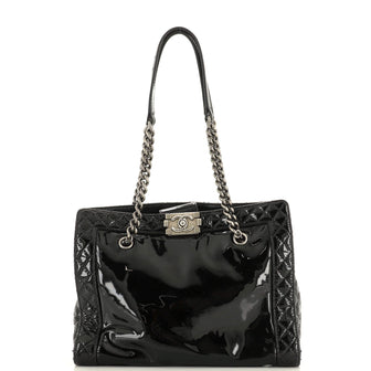 Chanel Reverso Boy Chain Tote Patent Medium