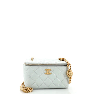 Chanel Sweet Camellia Vanity Case with Chain Quilted Lambskin Small