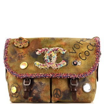 Chanel On The Pavements Graffiti Messenger Bag Canvas Large