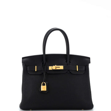 Hermes Birkin Handbag Black Togo with Gold Hardware 30