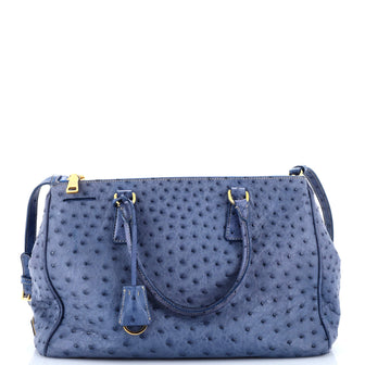 Prada Double Zip Lux Tote Ostrich Medium