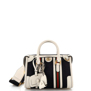 Gucci Bauletto Top Handle Bag GG Canvas and Leather Small